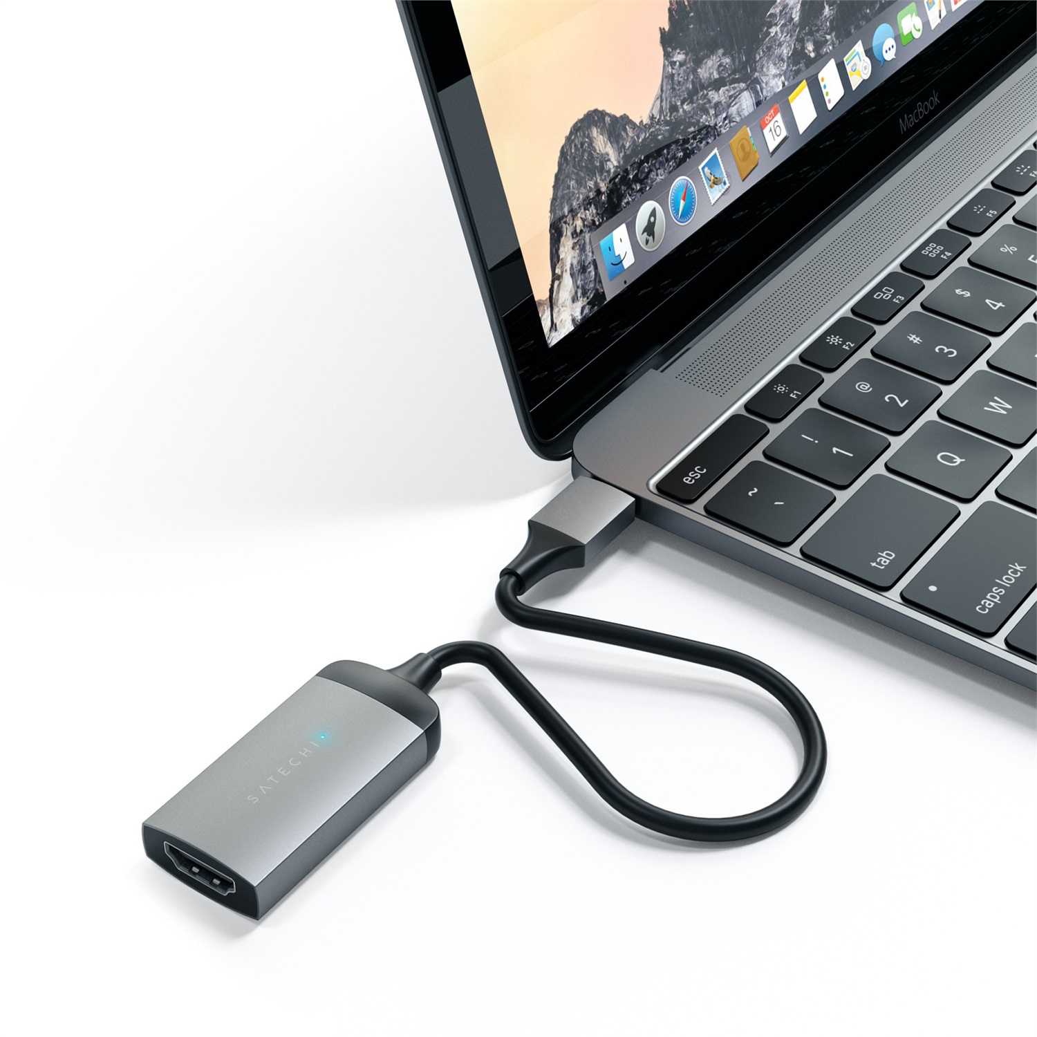 Satechi Adattatore da USB C a HDMI 4K (60Hz) - Compatibile con MacBook Pro/Air, iPad Pro, iPhone 15, Dell, HP, Surface - Grigio Siderale