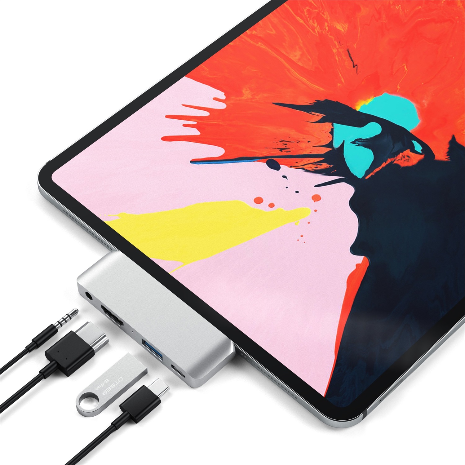 Satechi ST-TCMPHS Adattatore Type-C Mobile Pro Hub con Ricarica USB-C PD, HDMI 4K, USB 3.0 e Jack per Cuffie da 3,5 mm - Argento