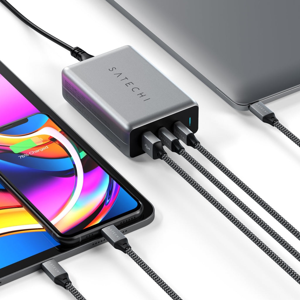 Satechi ST-TC100GM-EU Caricabatterie GaN 100W Compatto USB-C PD Universale Grigio