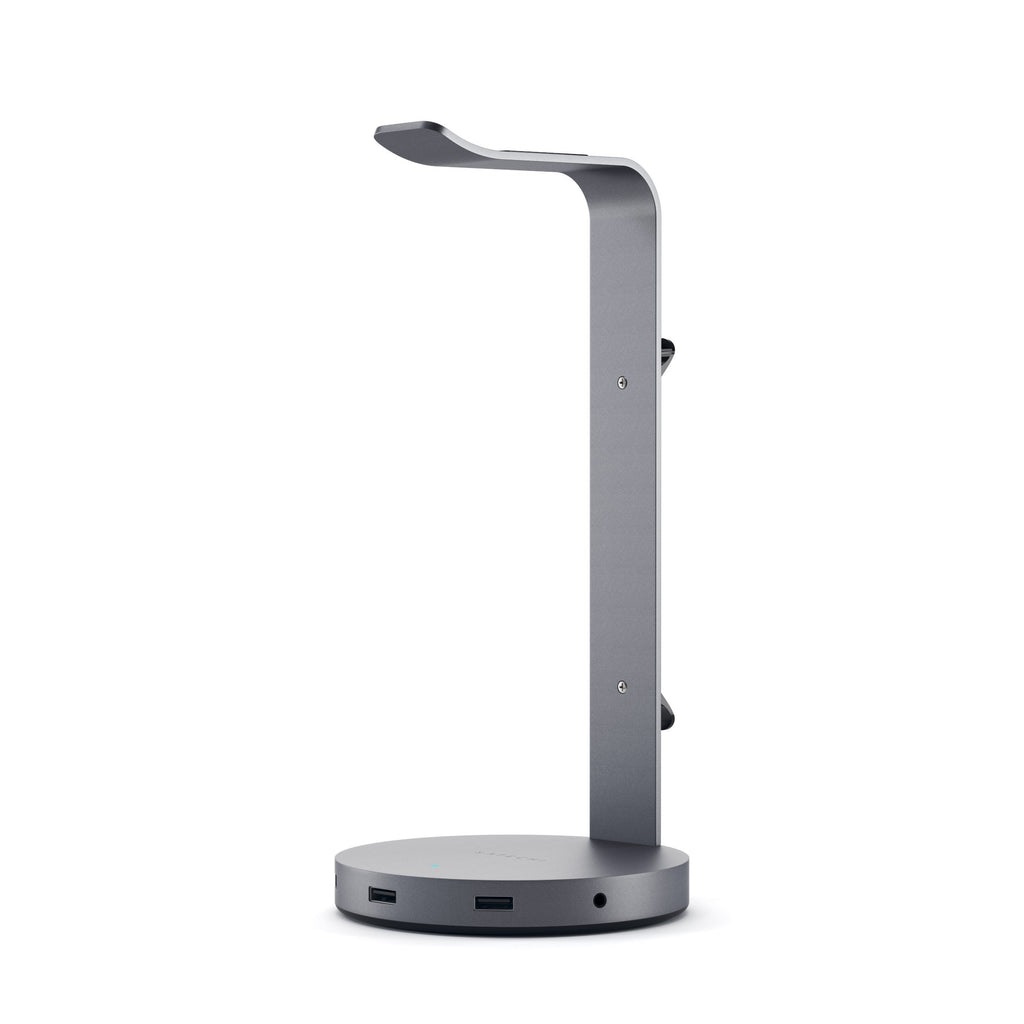Satechi Supporto per Cuffie in Alluminio con Hub USB - 3 Porte USB 3.0 e Porta Aux 3,5mm - Grigio Siderale
