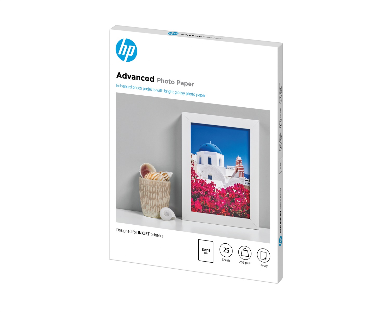 HP Carta fotografica Advanced, Lucida, 250 g/m², 13 x 18 cm (127 x 178 mm), 25 fogli - Qualità professionale con colori vivaci e asciugatura rapida