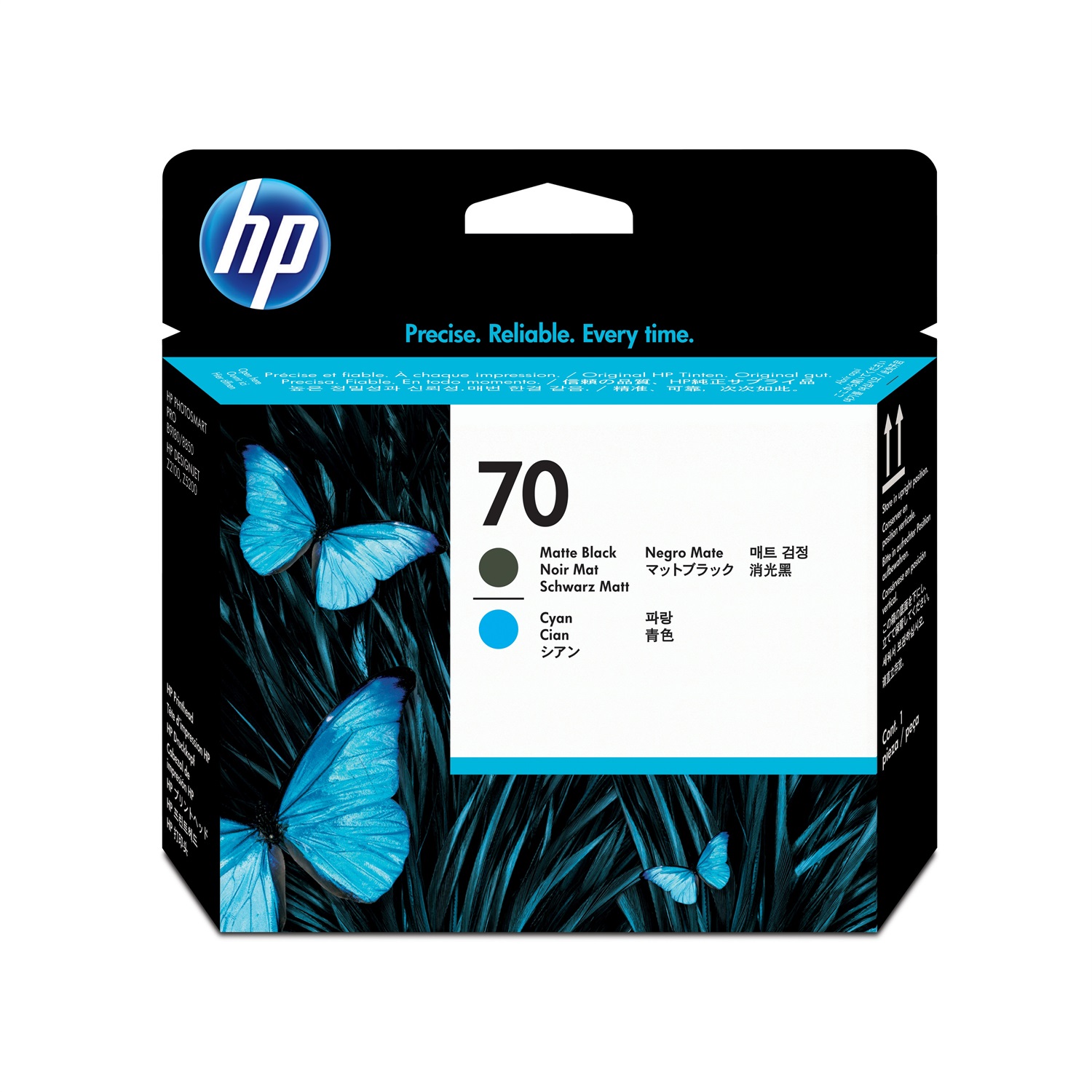 HP Testina di Stampa Originale 70 C9404A - Nero Opaco e Ciano - Compatibile con DesignJet Z2100, Z5200, Photosmart Pro B8850