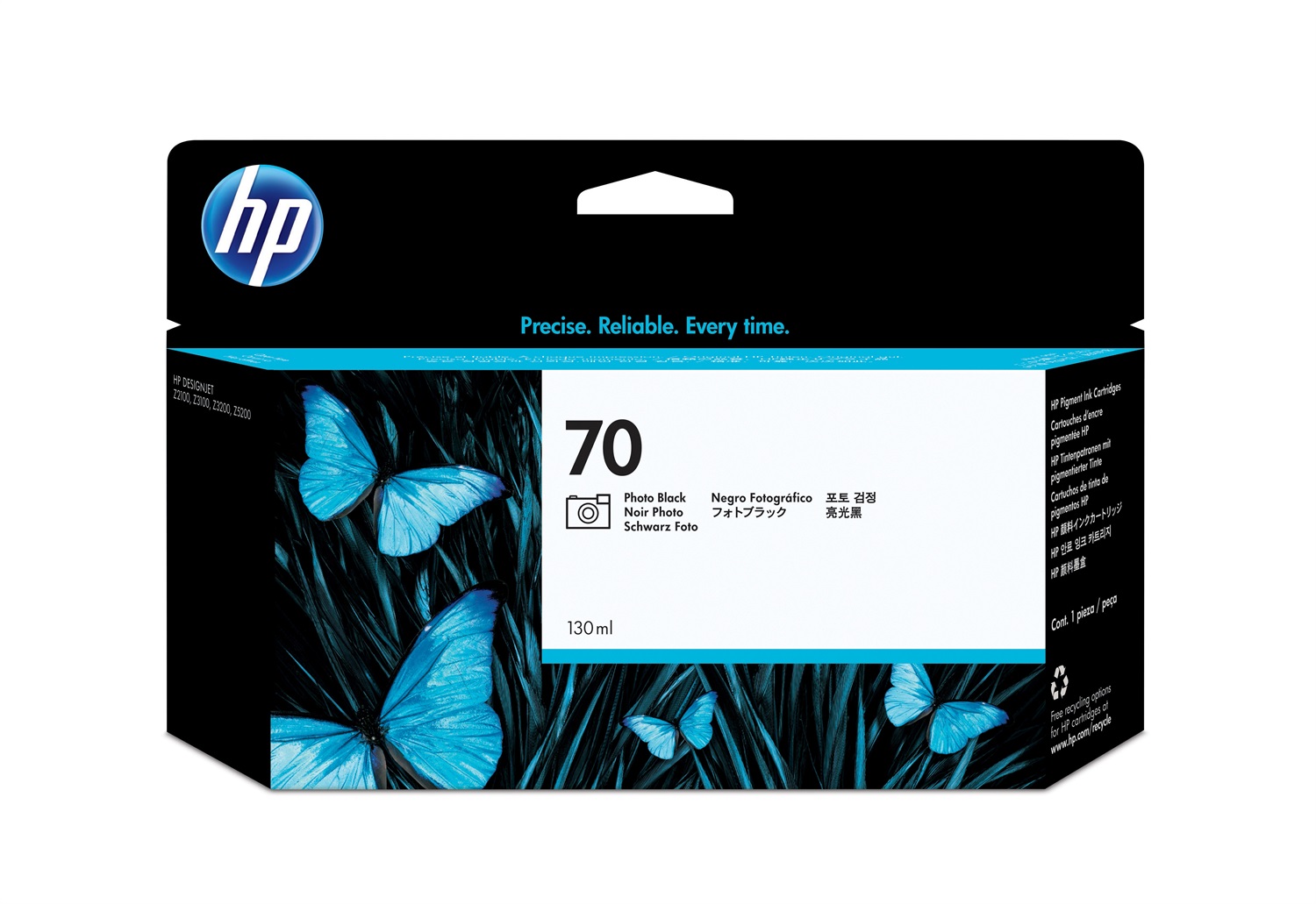 HP Cartuccia inchiostro nero fotografico C9449A 70, 130 ml, Inchiostro a base di pigmento, Compatibile con DesignJet Z2100, Z3100, Z3200, Z5200, Z5400