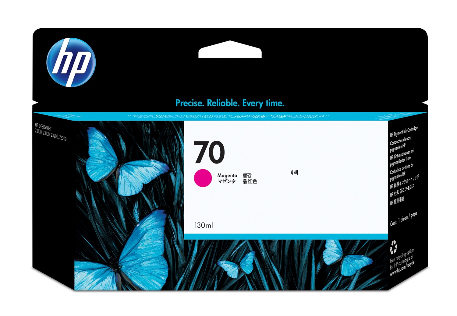 HP Cartuccia d'inchiostro Magenta C9453A 70, 130 ml - Inchiostro a base di pigmento, compatibile con DesignJet Z2100, Z3100, Z3200, Z5200, Z5400