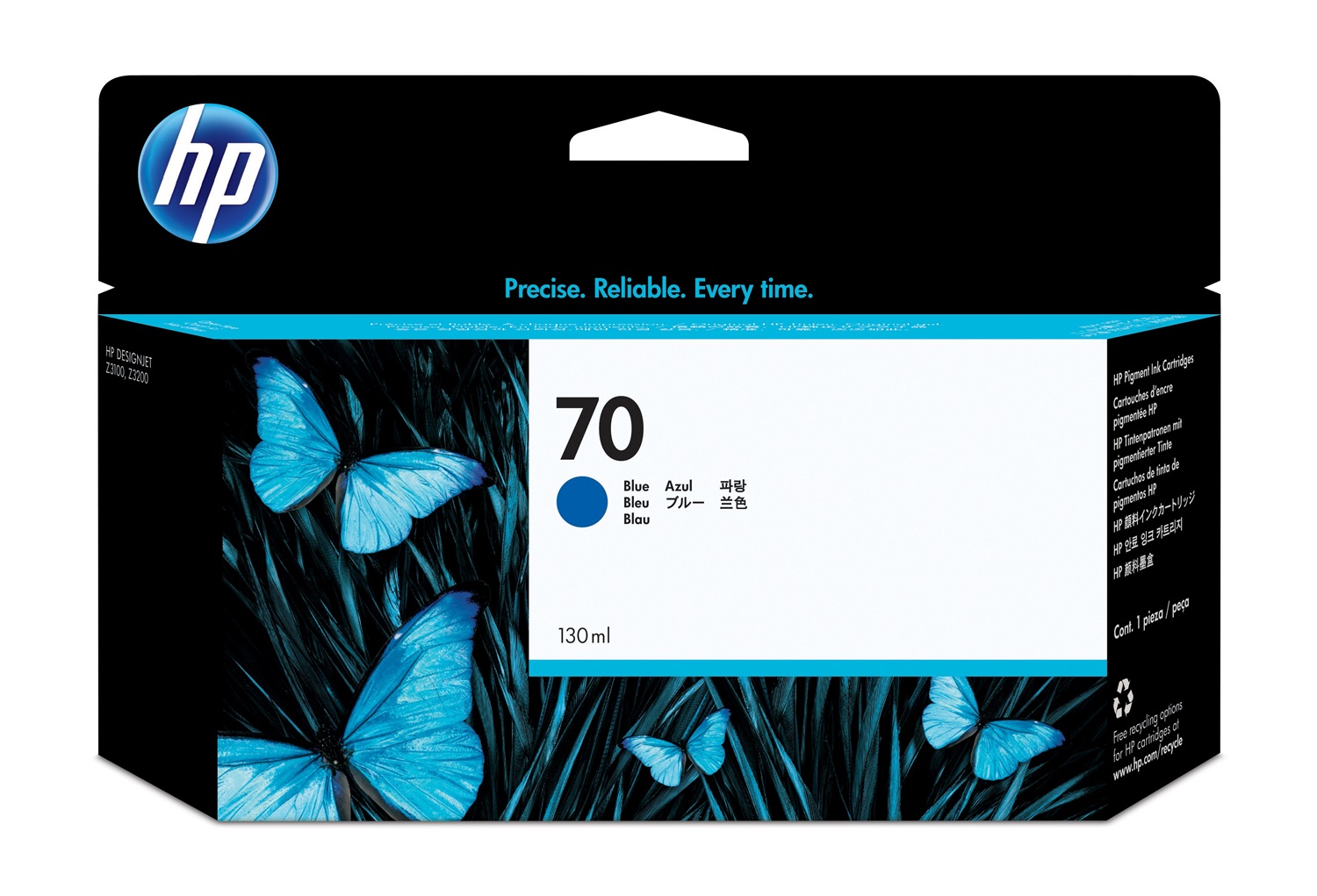HP Cartuccia d'inchiostro Blu C9458A 70 - 130 ml, Inchiostro a base di pigmento, Compatibile con DesignJet Z3100 e Z3200