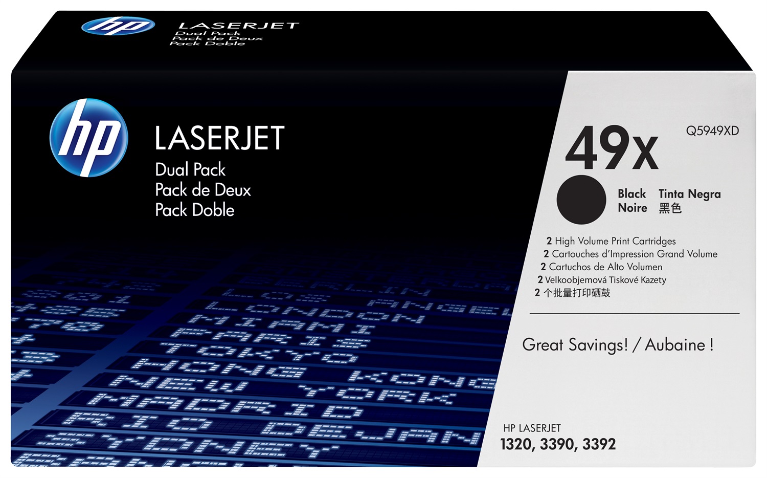 HP 49X Cartuccia Toner Originale Nero - Confezione da 2 Pezzi, Fino a 6.000 Pagine, Compatibile con LaserJet 1320/3390 AIO