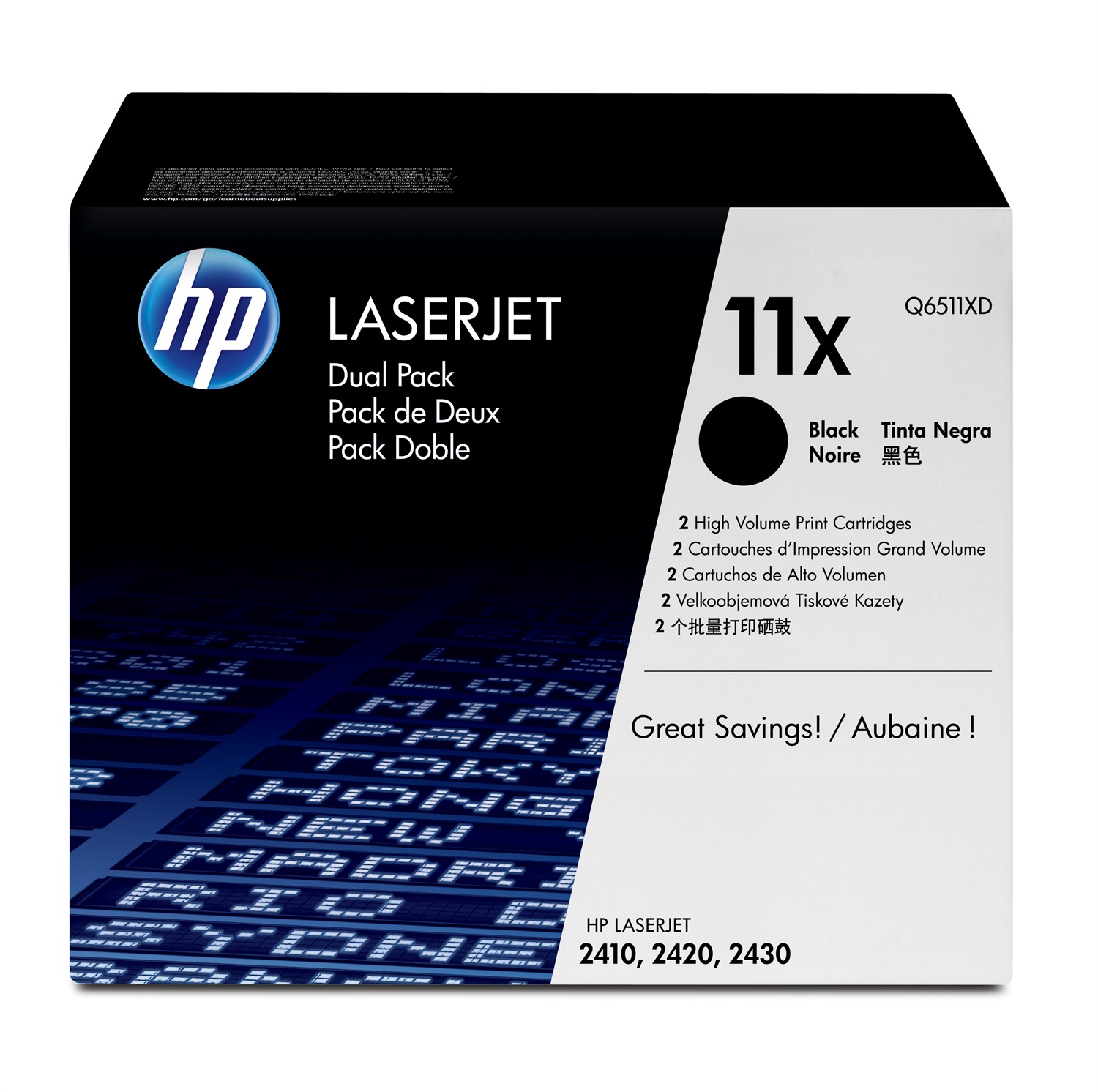 HP Q6511XD 11X Cartuccia Toner Nero Originale - Confezione Doppia per LaserJet 2410/2420/2430, Alta Capacità, 12.000 Pagine