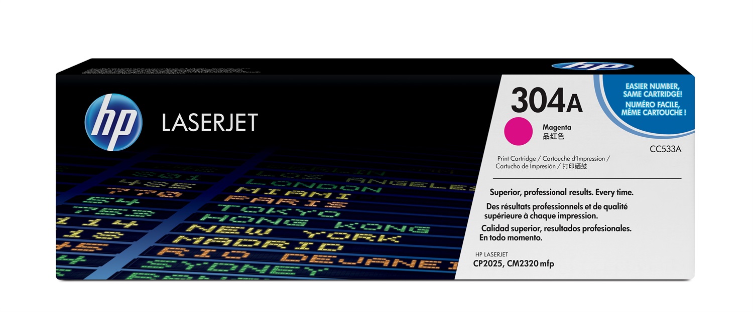 HP Cartuccia Toner Originale Magenta CC533A 304A - 2800 Pagine, Compatibile con Color LaserJet CP2025 e CM2320