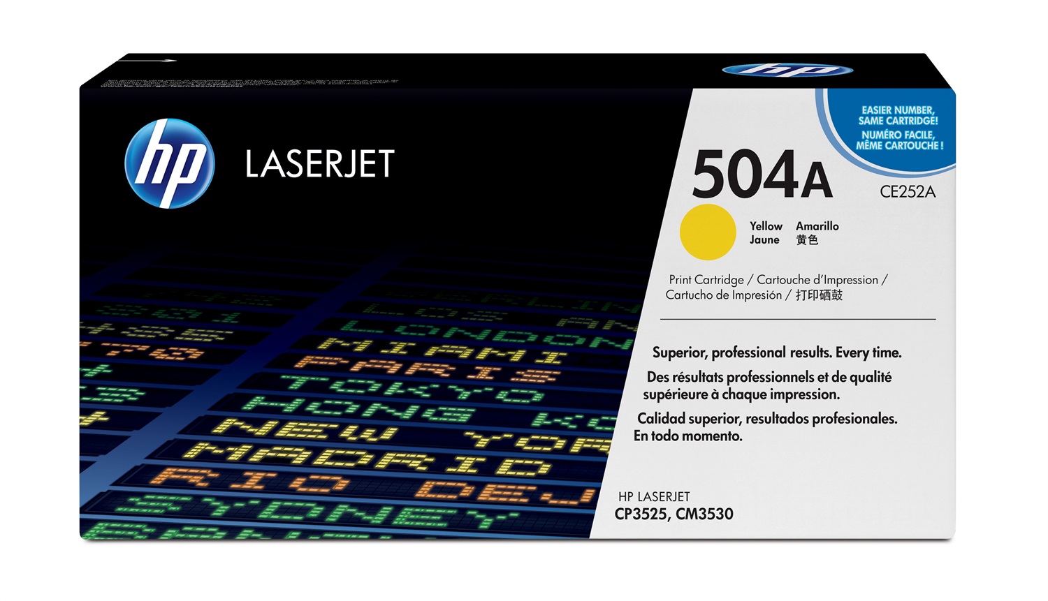 HP Cartuccia Toner Originale Giallo CE252A 504A - 7000 Pagine, Compatibile con Color LaserJet CM3500/CP3520/CP3525