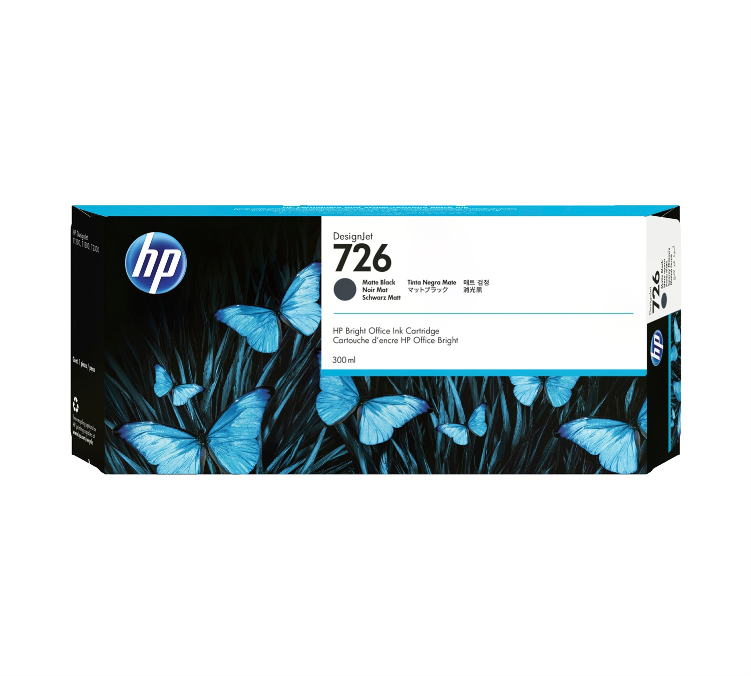 HP Cartuccia d'Inchiostro Originale CH575A Nero Opaco 300 ml per DesignJet T1200, T2300, T1300, T1300ps, T795