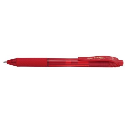 Pentel EnerGel X Penna Roller a Scatto 0,7 mm Rosso - Grip Antiscivolo, Asciugatura Istantanea, Ricaricabile