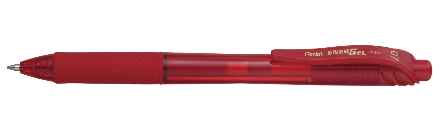 Pentel EnerGel X Penna Gel a Scatto 0,7 mm Rosso - Design Antiscivolo e Asciugatura Rapida
