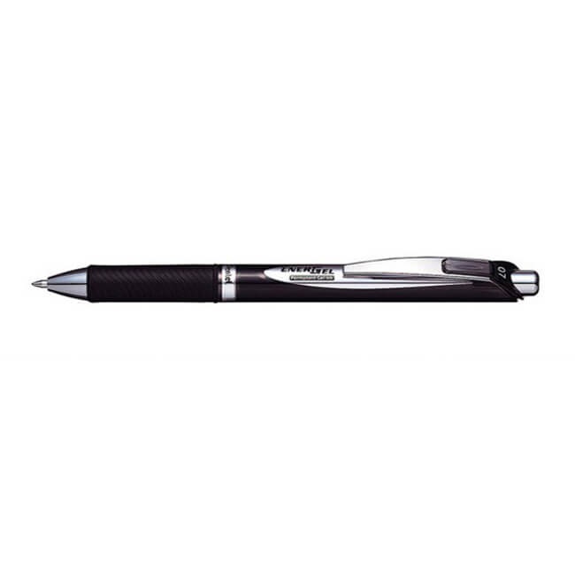 Pentel EnerGel Permanent Penna Roller a Scatto 0,7 mm Nero - Inchiostro Resistente all'Acqua e alla Luce, Ricaricabile