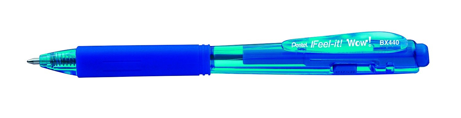 Pentel Feel-it! WOW! Penna a sfera a scatto 1.0 mm blu con fusto ergonomico - confezione da 12 pz