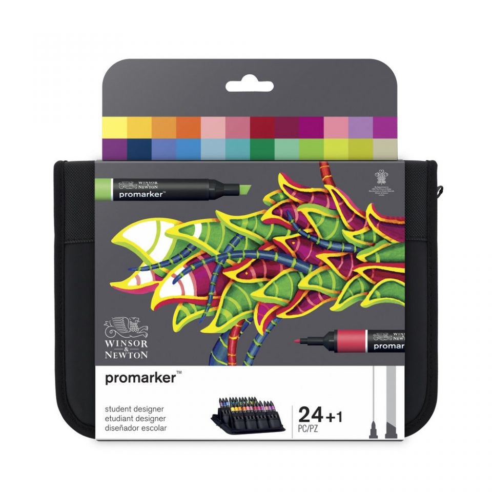 Winsor & Newton Promarker Pennarelli Doppia Punta - 24 Colori Assortiti, Inchiostro Non Tossico, Astuccio da 24 pz