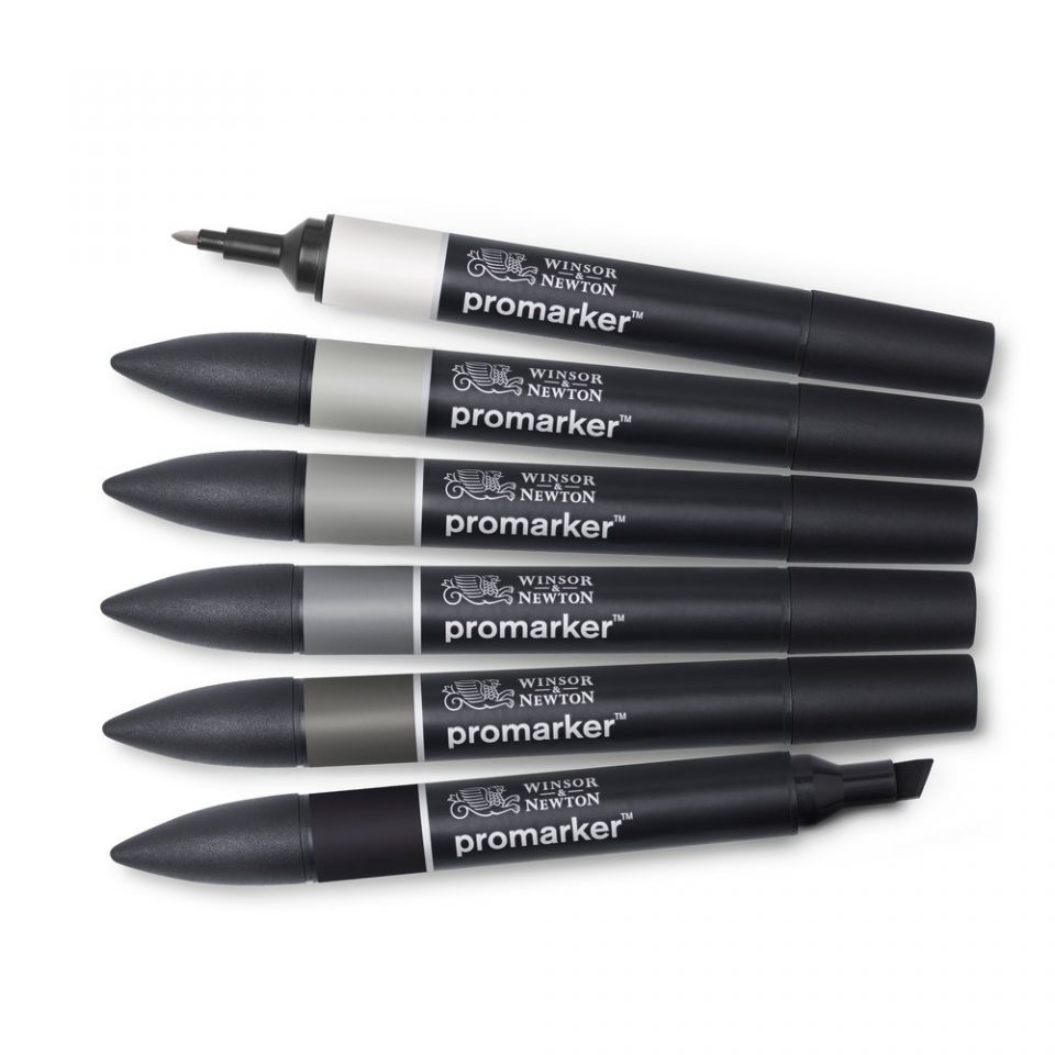 Winsor & Newton ProMarker - 6 Pennarelli a Doppia Punta Toni Neutri con Inchiostro Non Tossico
