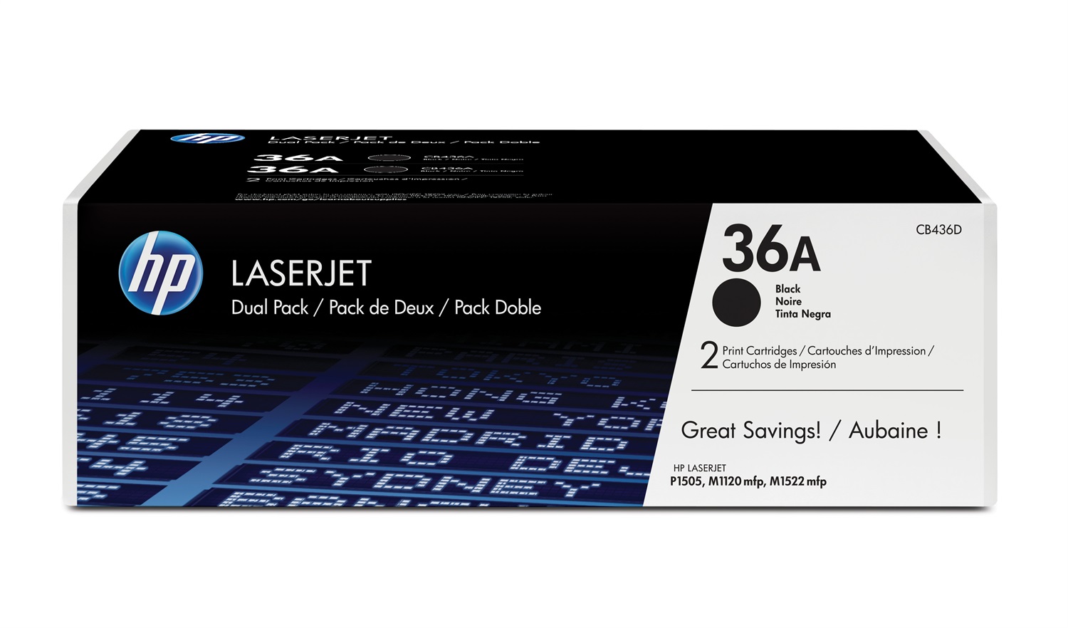 HP Toner Originale 36A Nero - Confezione da 2 cartucce, Resa 4000 pagine, Compatibile con LaserJet P1505, M1120, M1522