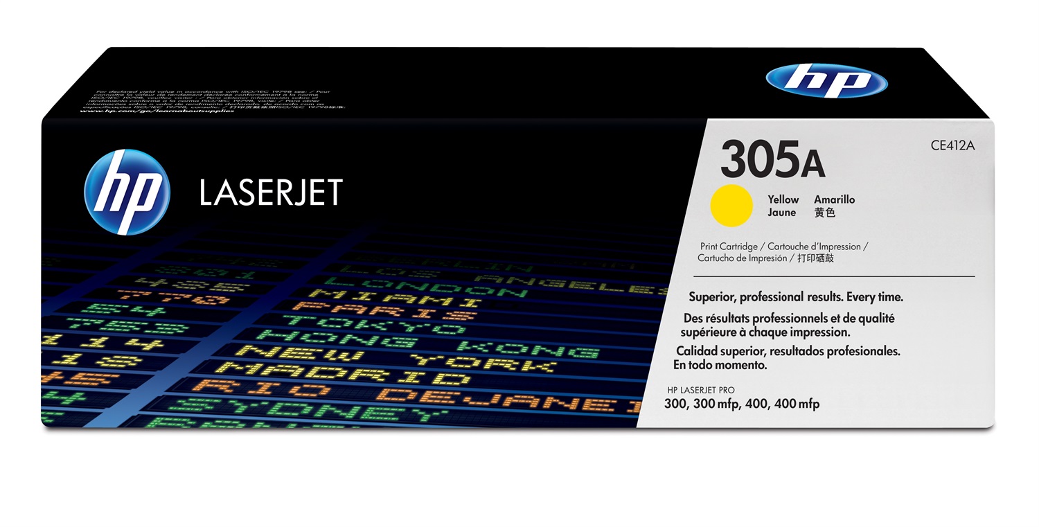 HP Cartuccia Toner Originale Giallo CE412A 305A - 2600 Pagine per LaserJet Pro 300/400