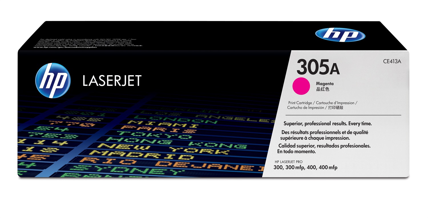 HP Cartuccia Toner Originale Magenta CE413A 305A - 2600 Pagine, Compatibile con LaserJet Pro 300/400