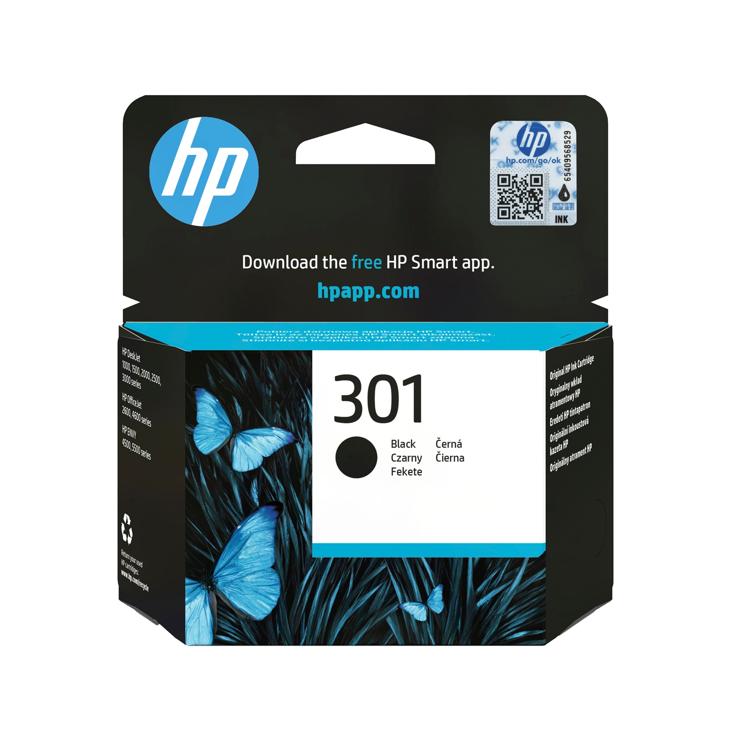 HP Cartuccia originale inchiostro nero 301 CH561EE - Resa standard, Inchiostro a base di pigmento, 3 ml, fino a 190 pagine