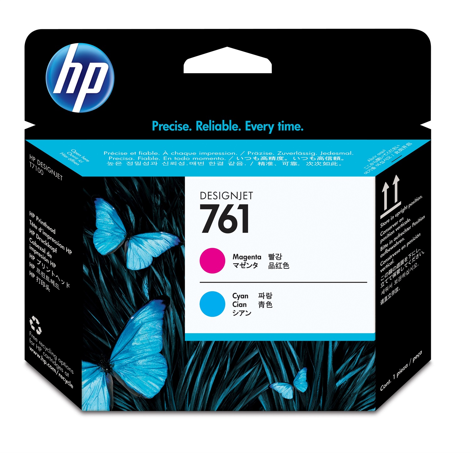 HP Testina di Stampa Originale DesignJet 761 CH646A - Ciano/Magenta, Compatibile con T7100 e T7200