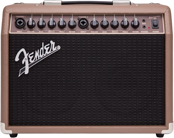Fender Acoustasonic 40 - Combo Amplificatore 40 W per Chitarre Elettroacustiche e Microfoni, Marrone/Nero con Speaker 'Whizzer' e Reverbero Integrato