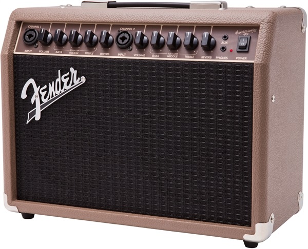 Fender Acoustasonic 40 - Combo Amplificatore 40 W per Chitarre Elettroacustiche e Microfoni, Marrone/Nero con Speaker 'Whizzer' e Reverbero Integrato