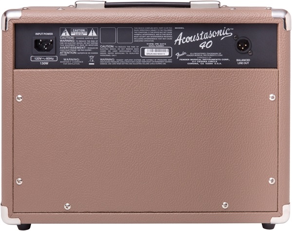 Fender Acoustasonic 40 - Combo Amplificatore 40 W per Chitarre Elettroacustiche e Microfoni, Marrone/Nero con Speaker 'Whizzer' e Reverbero Integrato