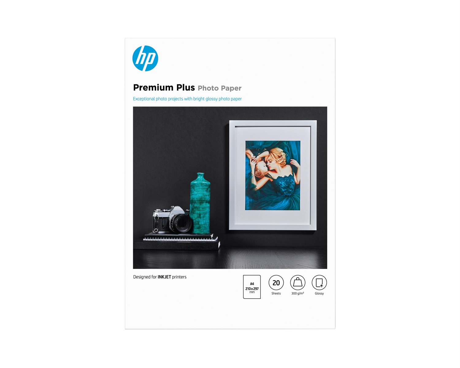 HP Premium Plus Carta Fotografica Lucida A4 - 20 Fogli, 300 g/m², Certificata FSC®