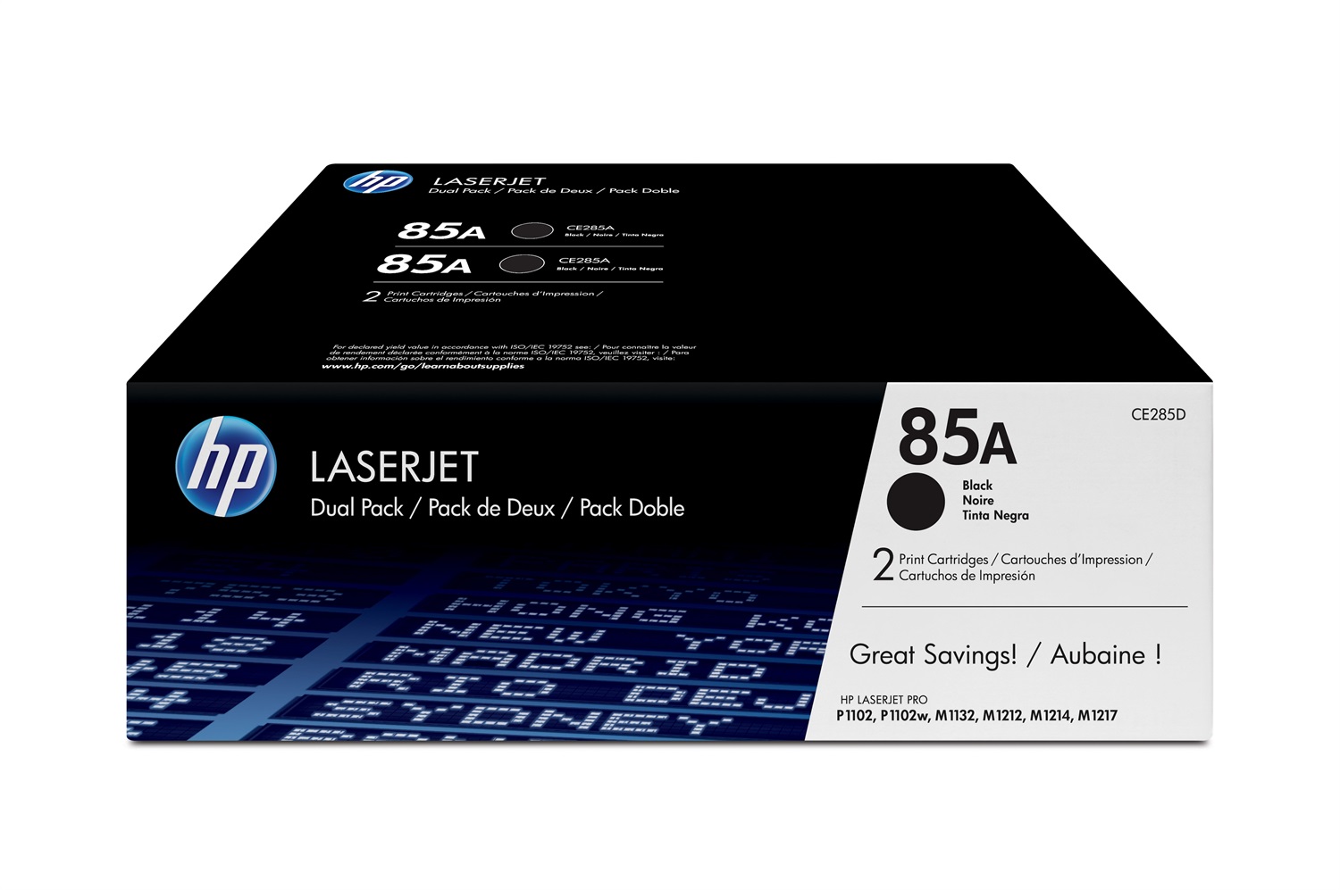 HP Confezione da 2 cartucce originali di Toner Nero LaserJet 85A - Resa 3200 pagine, Modello CE285AD