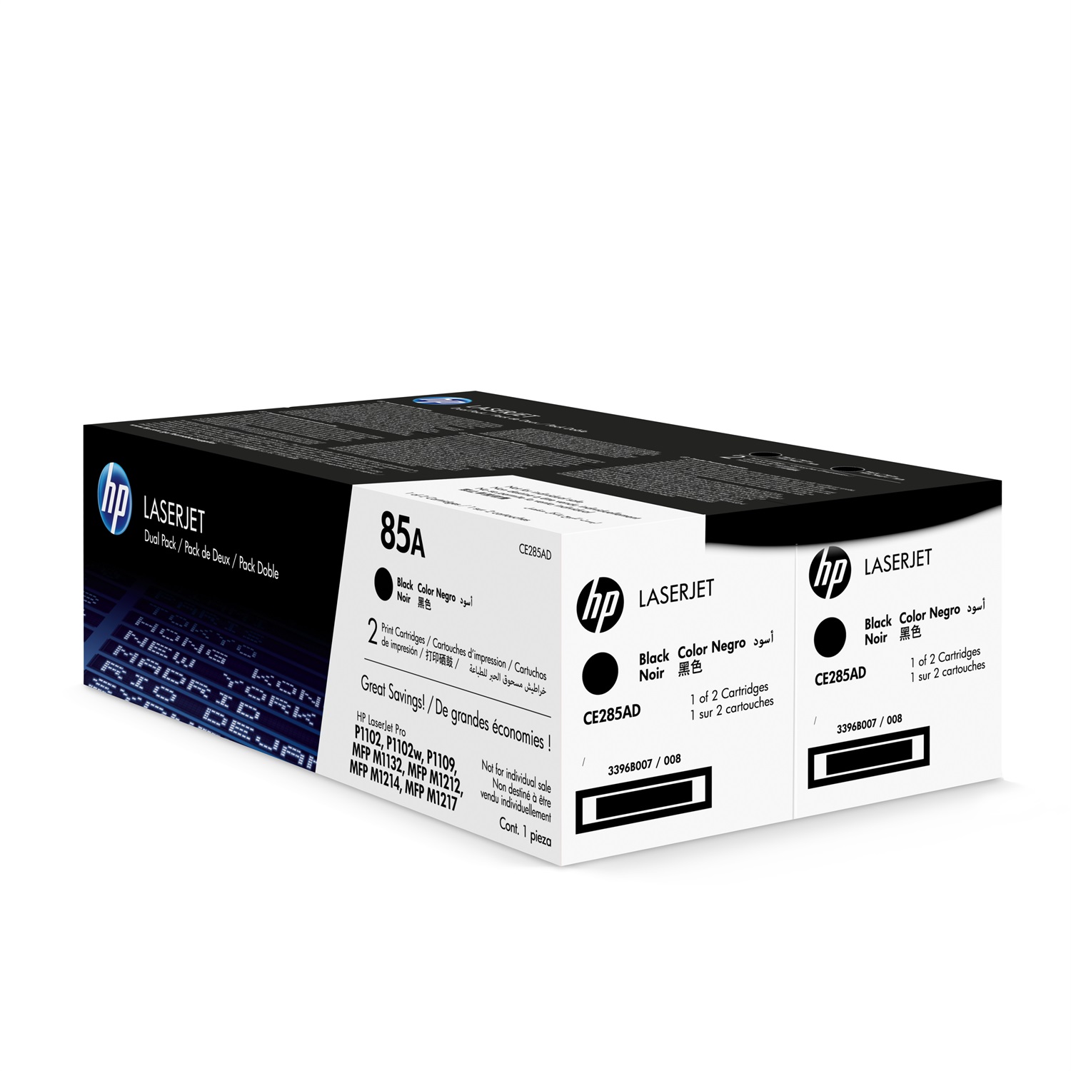HP Confezione da 2 cartucce originali di Toner Nero LaserJet 85A - Resa 3200 pagine, Modello CE285AD