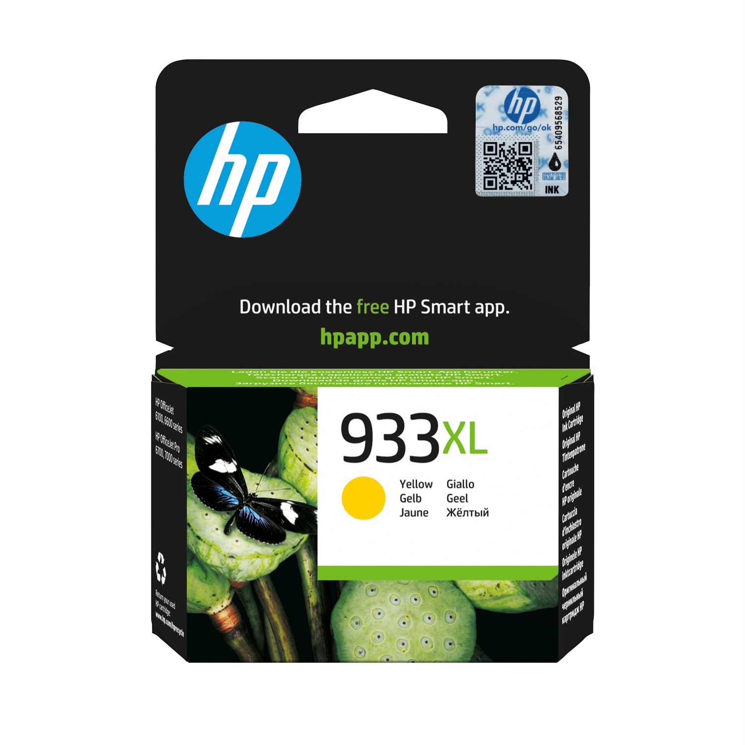 HP Cartuccia originale inchiostro giallo alta capacità 933XL CN056AE - 825 pagine, inchiostro a base di pigmento, compatibile con OfficeJet 6100, 6600, 6700, 7110, 7510, 7600, 7610