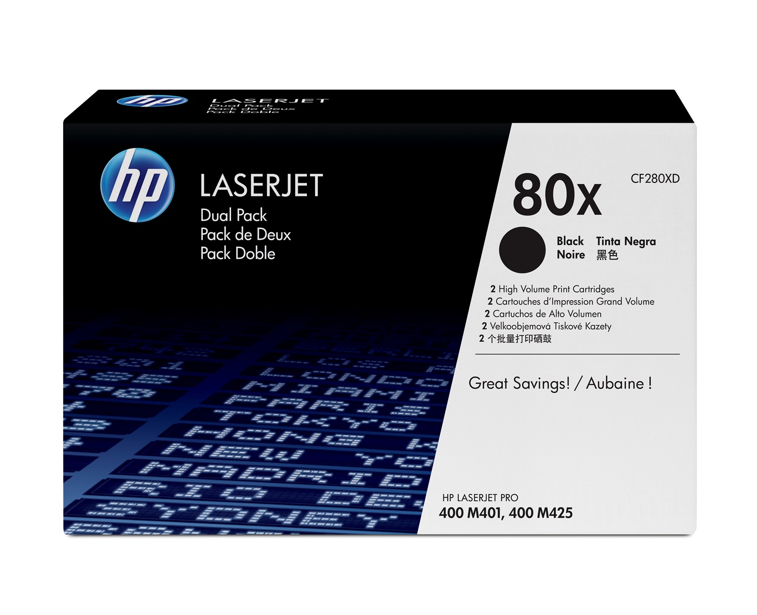 HP Toner Originale CF280XD 80X Nero - Confezione da 2 cartucce ad alta capacità, fino a 13800 pagine