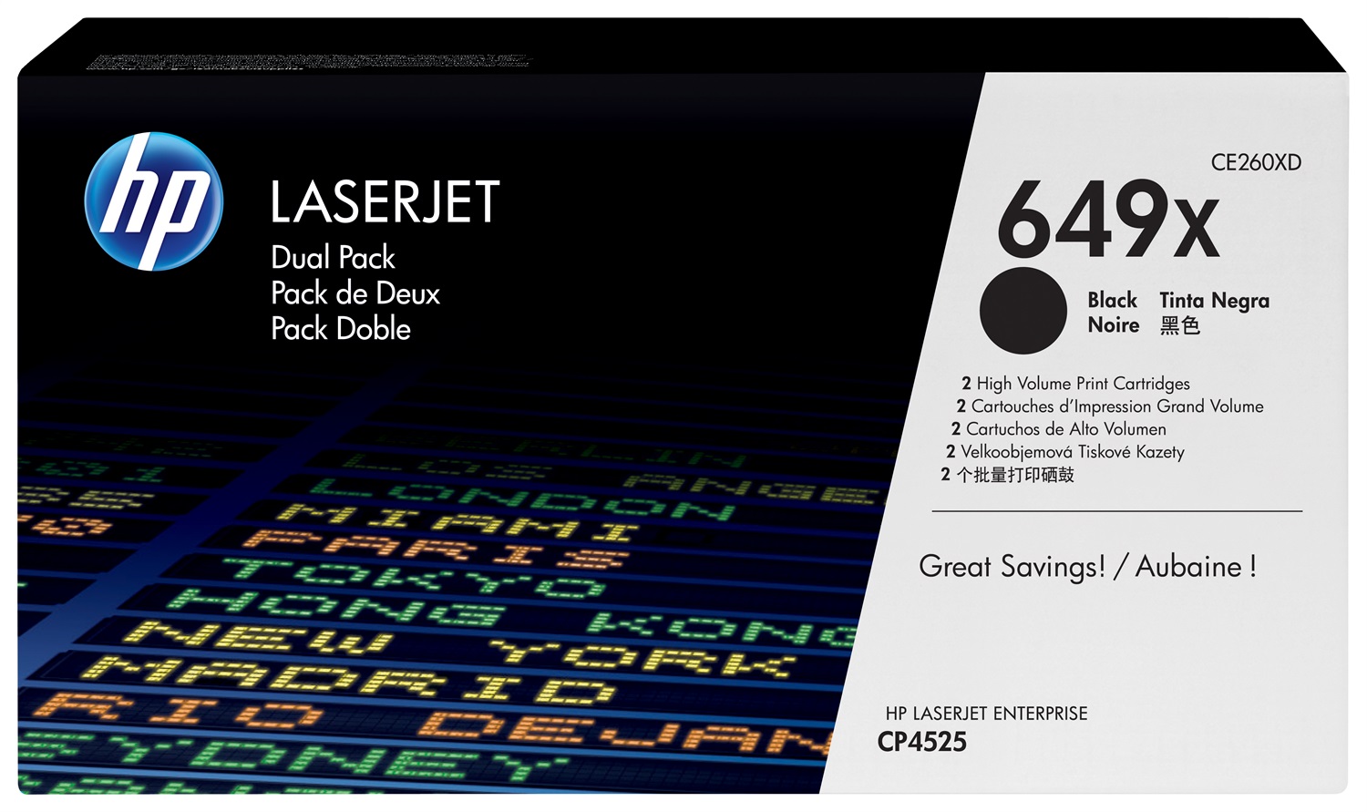 HP Confezione da 2 cartucce originali di Toner nero ad alta capacità LaserJet 649X [CE260XD] - Resa 34000 pagine