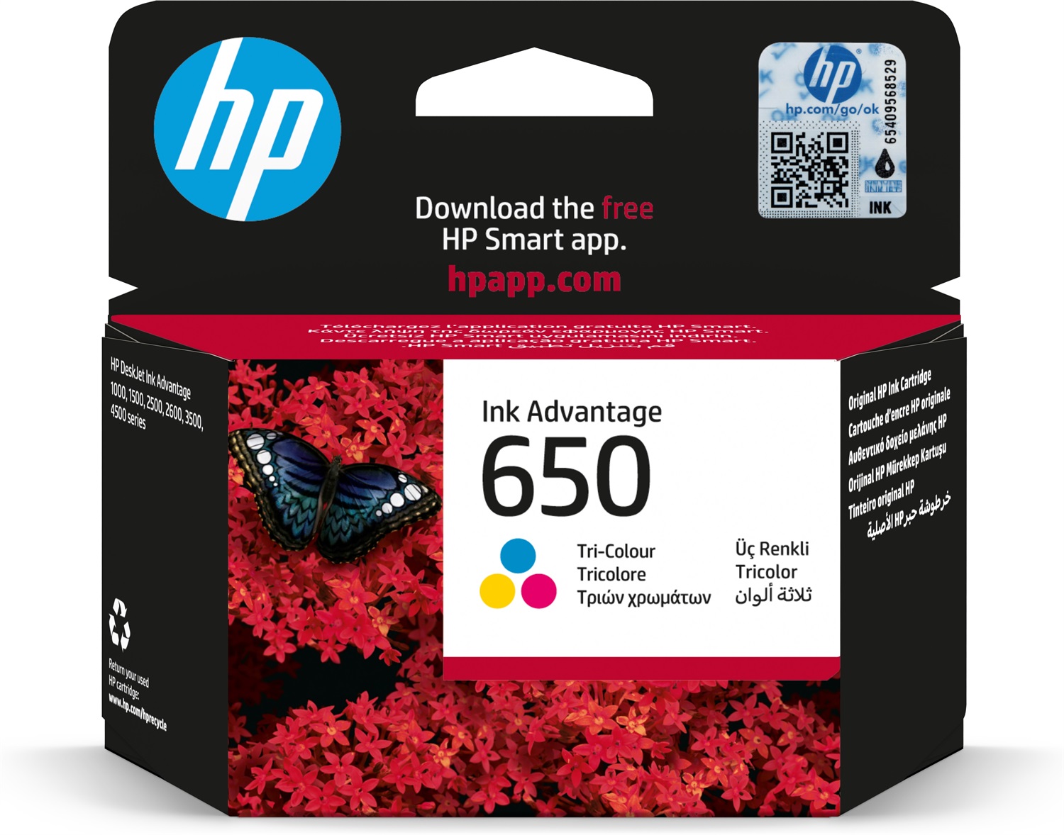 HP 650 Cartuccia d'Inchiostro Originale Tri-color - Ciano, Magenta, Giallo, Produzione 200 Pagine, Compatibile con HP Deskjet Ink Advantage 2515