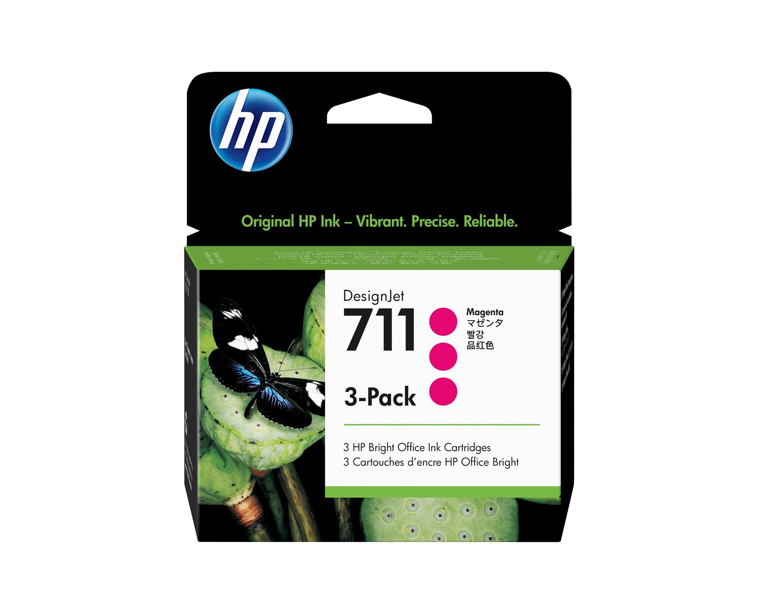 HP Cartucce di inchiostro magenta 711 - Confezione da 3 cartucce da 29 ml, compatibili con DesignJet T120/T520/T525/T530