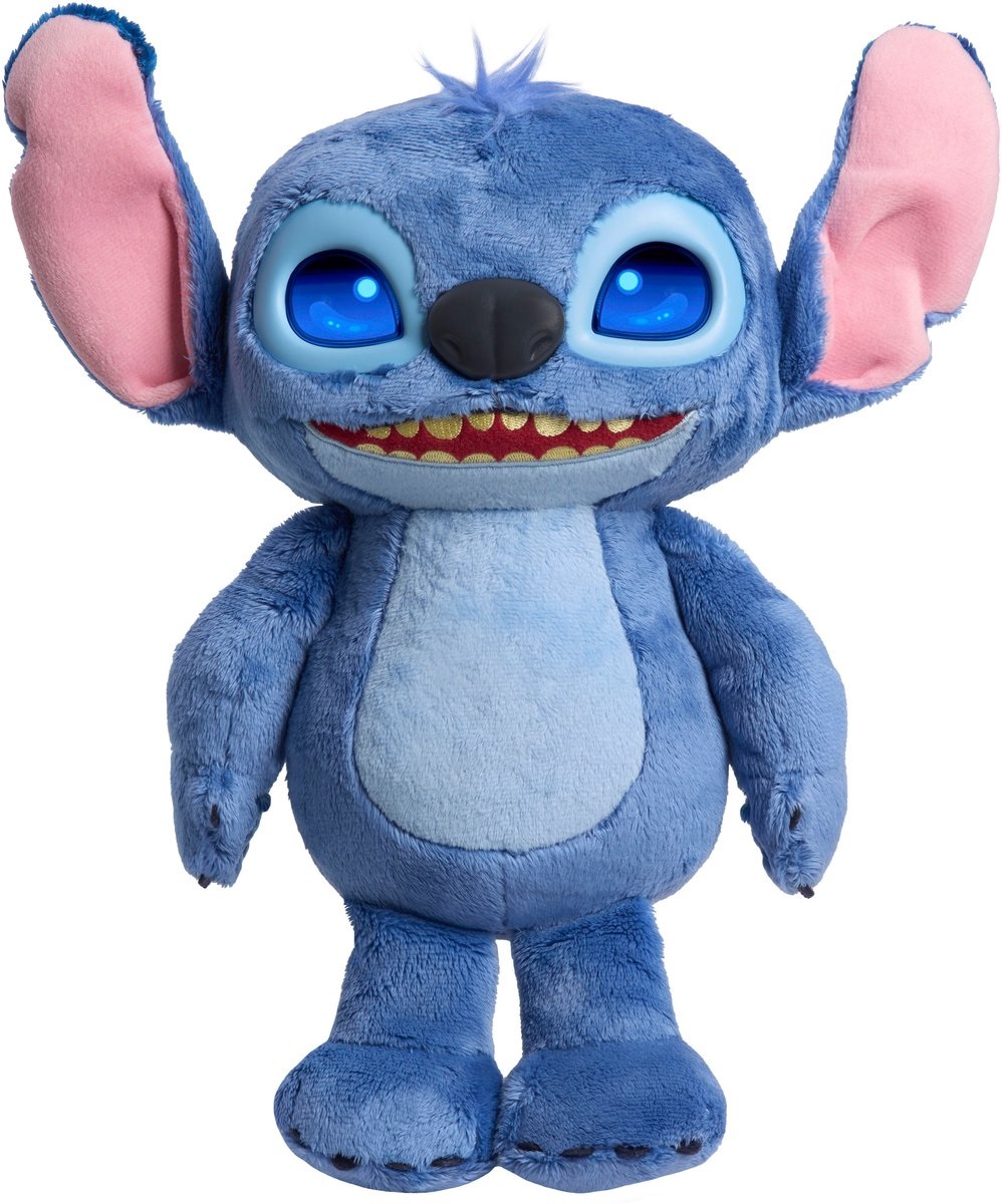 Just Play Peluche Interattivo Disney Stitch Many Moods - 34,3 cm, oltre 50 suoni e frasi, schermo LCD espressivo