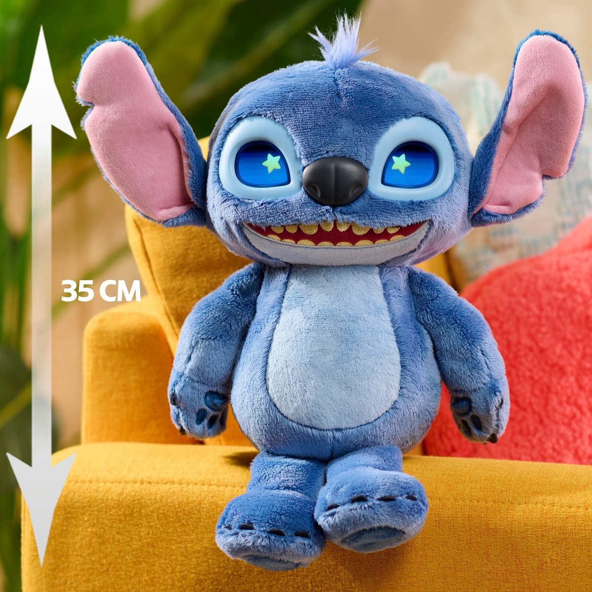 Just Play Peluche Interattivo Disney Stitch Many Moods - 34,3 cm, oltre 50 suoni e frasi, schermo LCD espressivo