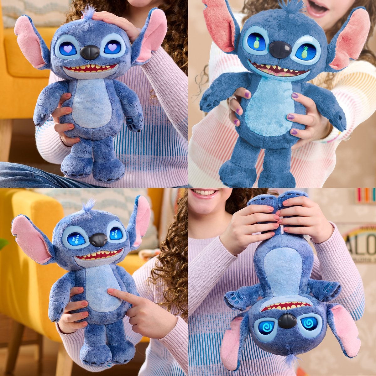 Just Play Peluche Interattivo Disney Stitch Many Moods - 34,3 cm, oltre 50 suoni e frasi, schermo LCD espressivo
