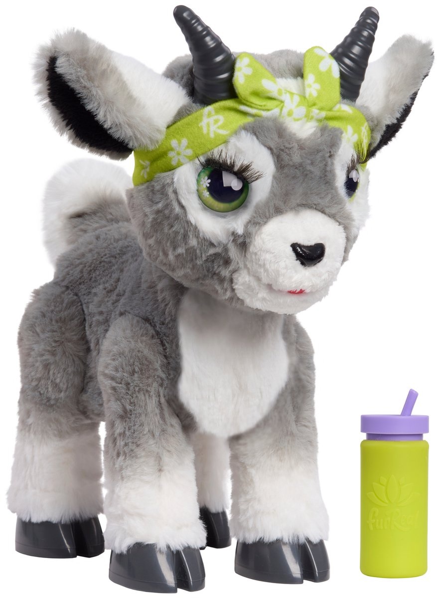 Just Play FurReal Daisy the Yoga Goat - Peluche Interattivo da 29 cm con Suoni e Oltre 60 Reazioni, Include Bottiglia d'Acqua, Giocattolo per Bambini dai 4 Anni