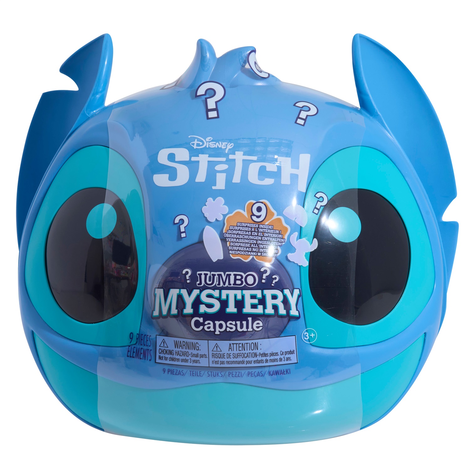 Just Play Capsula Misteriosa Jumbo Disney Stitch - Contenitore da 22,9 cm con 7 Sorprese per Bambini dai 3 Anni
