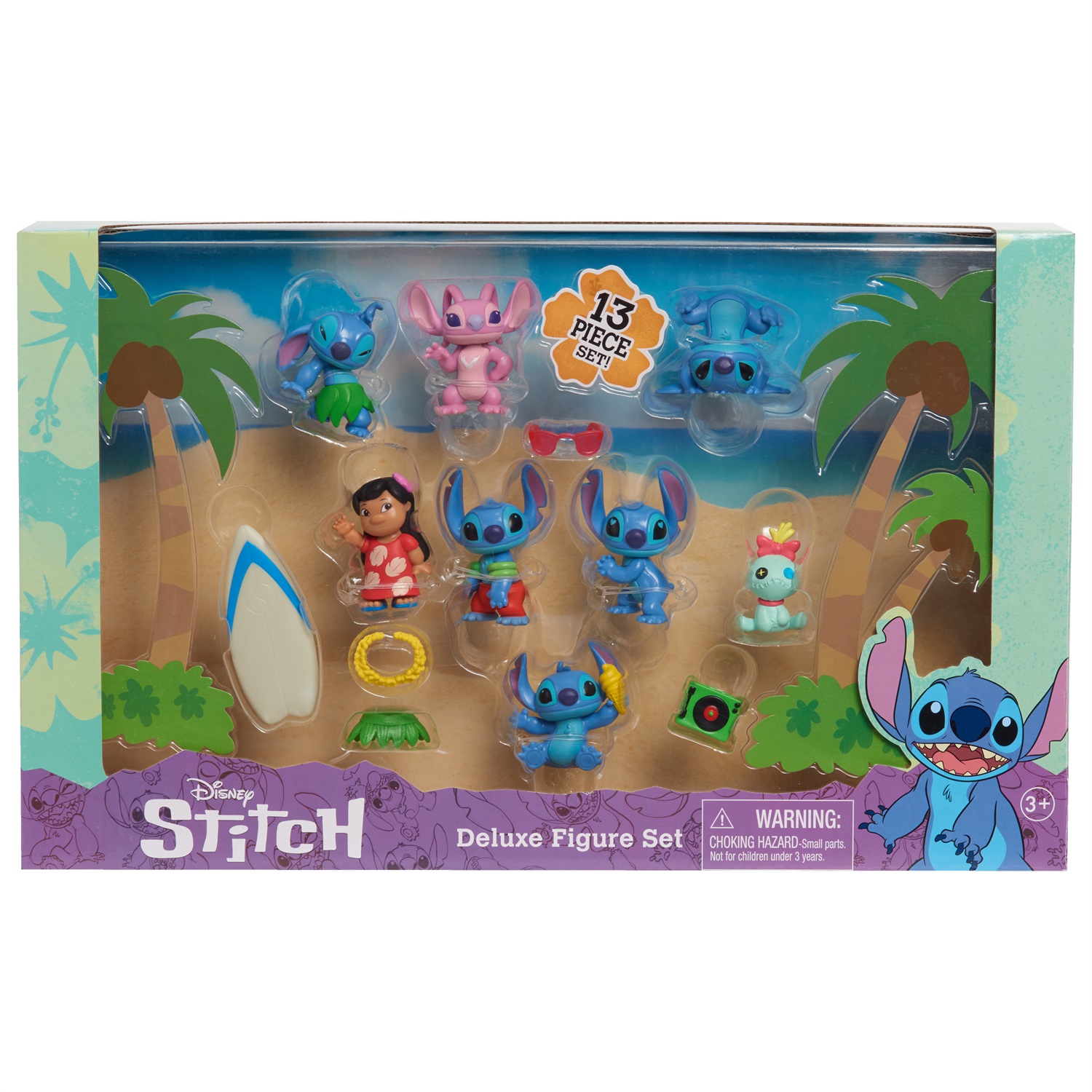 Just Play Set di personaggi Lilo & Stitch Deluxe - 13 pezzi, personaggi alti 5 cm, giochi di finzione per bambini dai 3 anni
