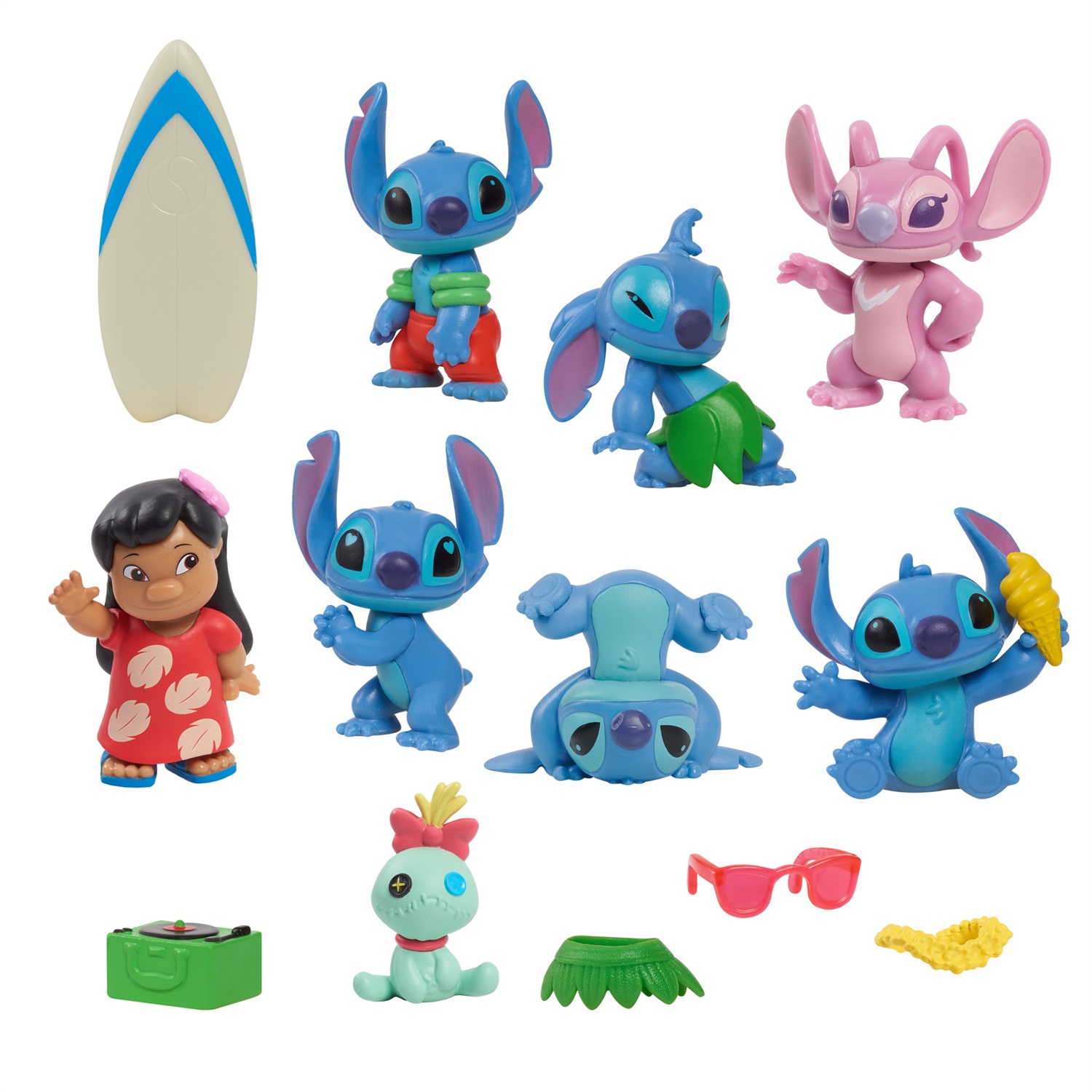 Just Play Set di personaggi Lilo & Stitch Deluxe - 13 pezzi, personaggi alti 5 cm, giochi di finzione per bambini dai 3 anni