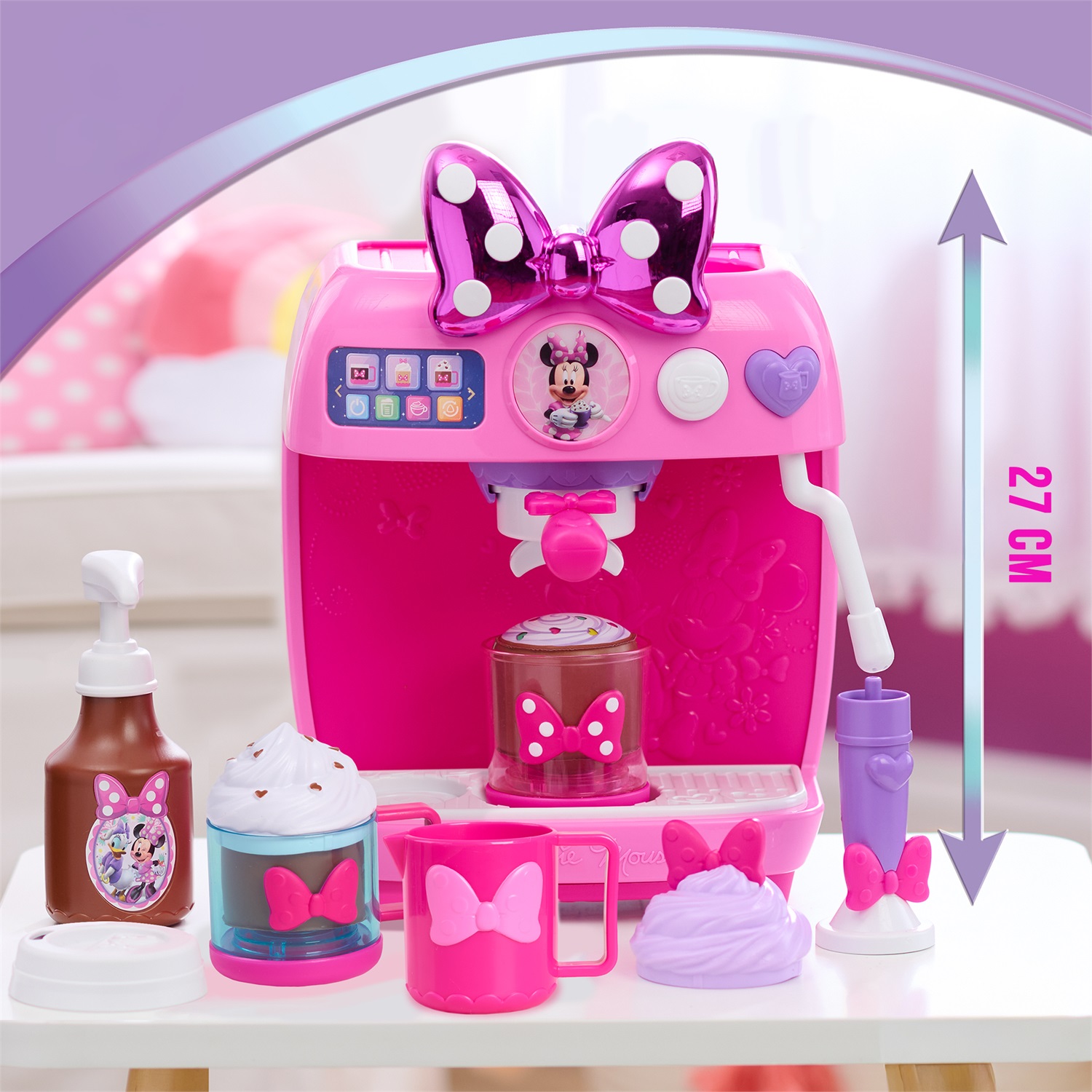 Just Play Set di Gioco Disney Junior Minnie Mouse Rise & Shine Bowrista con Macchinetta del Caffè e Accessori per Bambini dai 3 Anni