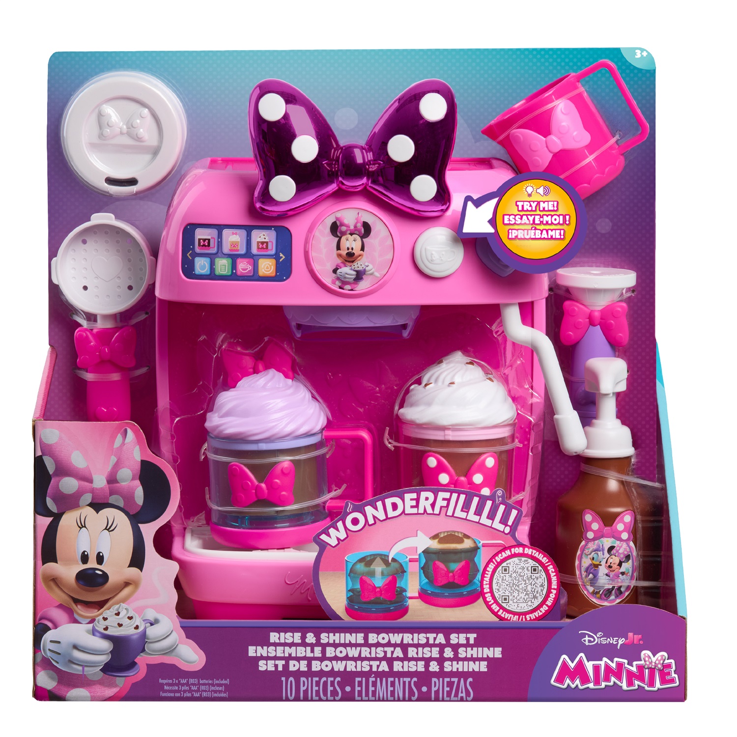 Just Play Set di Gioco Disney Junior Minnie Mouse Rise & Shine Bowrista con Macchinetta del Caffè e Accessori per Bambini dai 3 Anni