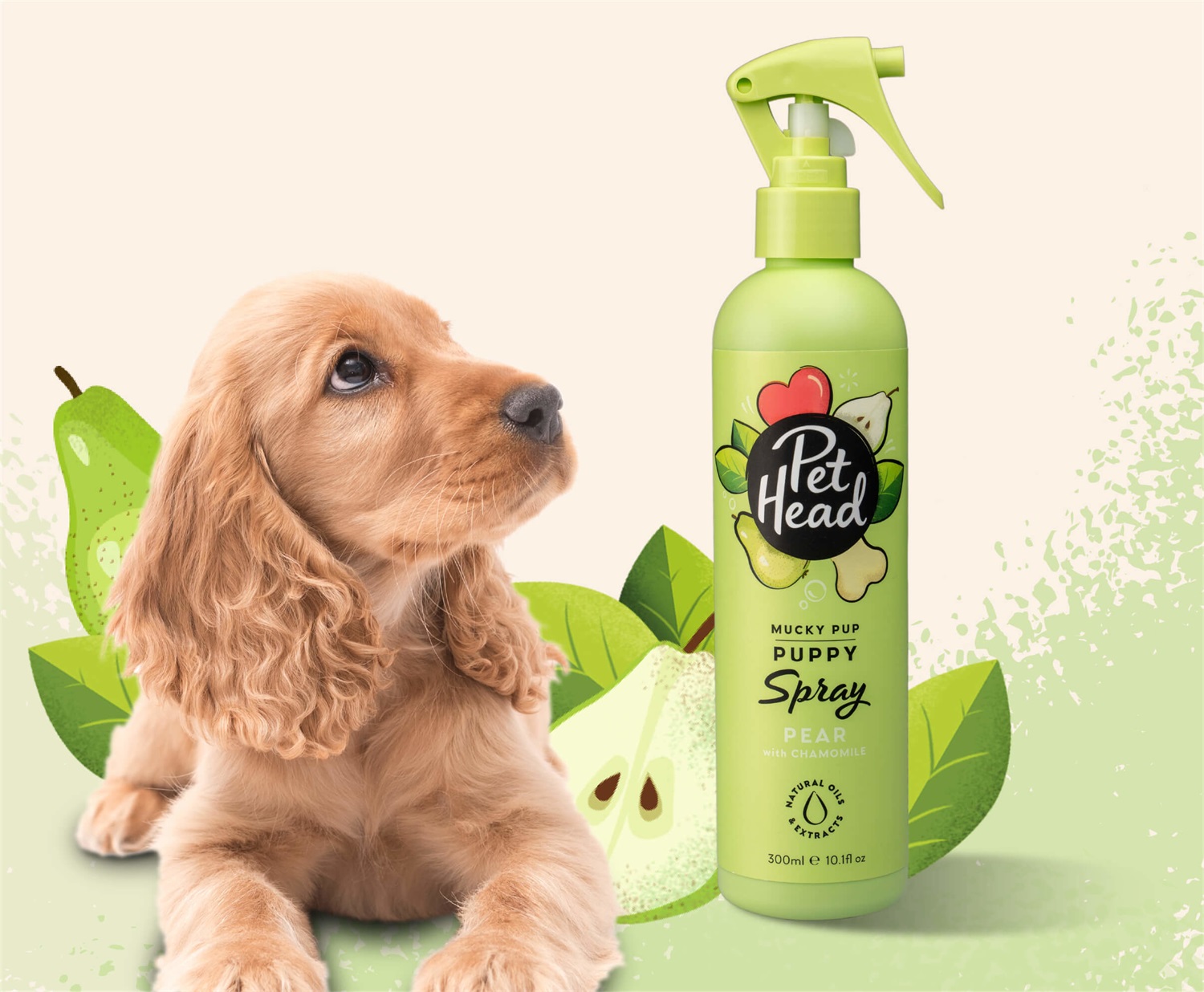 Pet Head Spray deodorante Mucky Puppy 300 ml - Profumo di Pera, Ingredienti Naturali e Vegani, Formula Delicata per Cuccioli