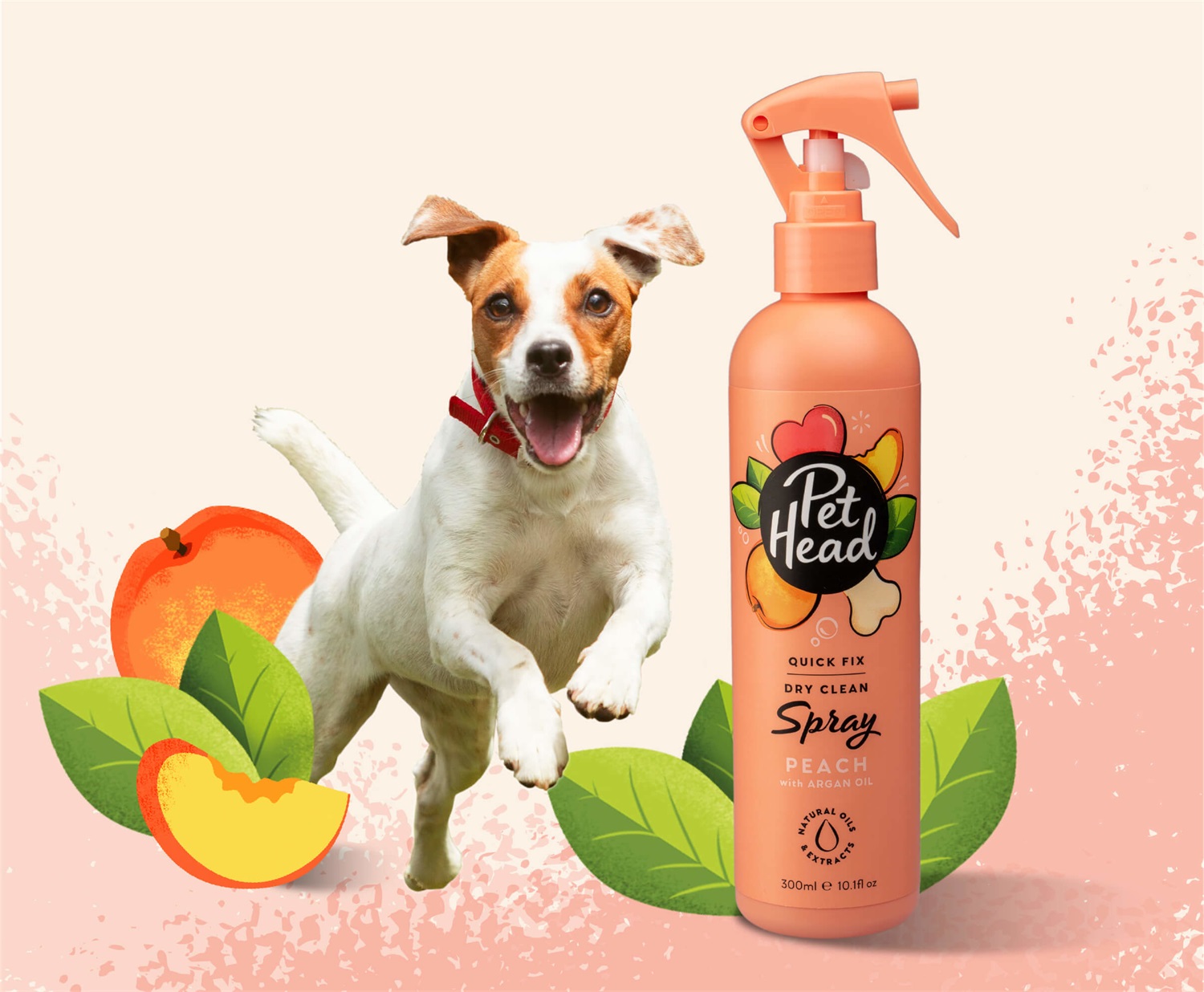 Pet Head Spray toelettatura per cani Quick Fix 300 ml - Profumo di pesca, Shampoo secco, Nutre e distende il pelo, Ingredienti naturali e vegani, Formula delicata per cuccioli