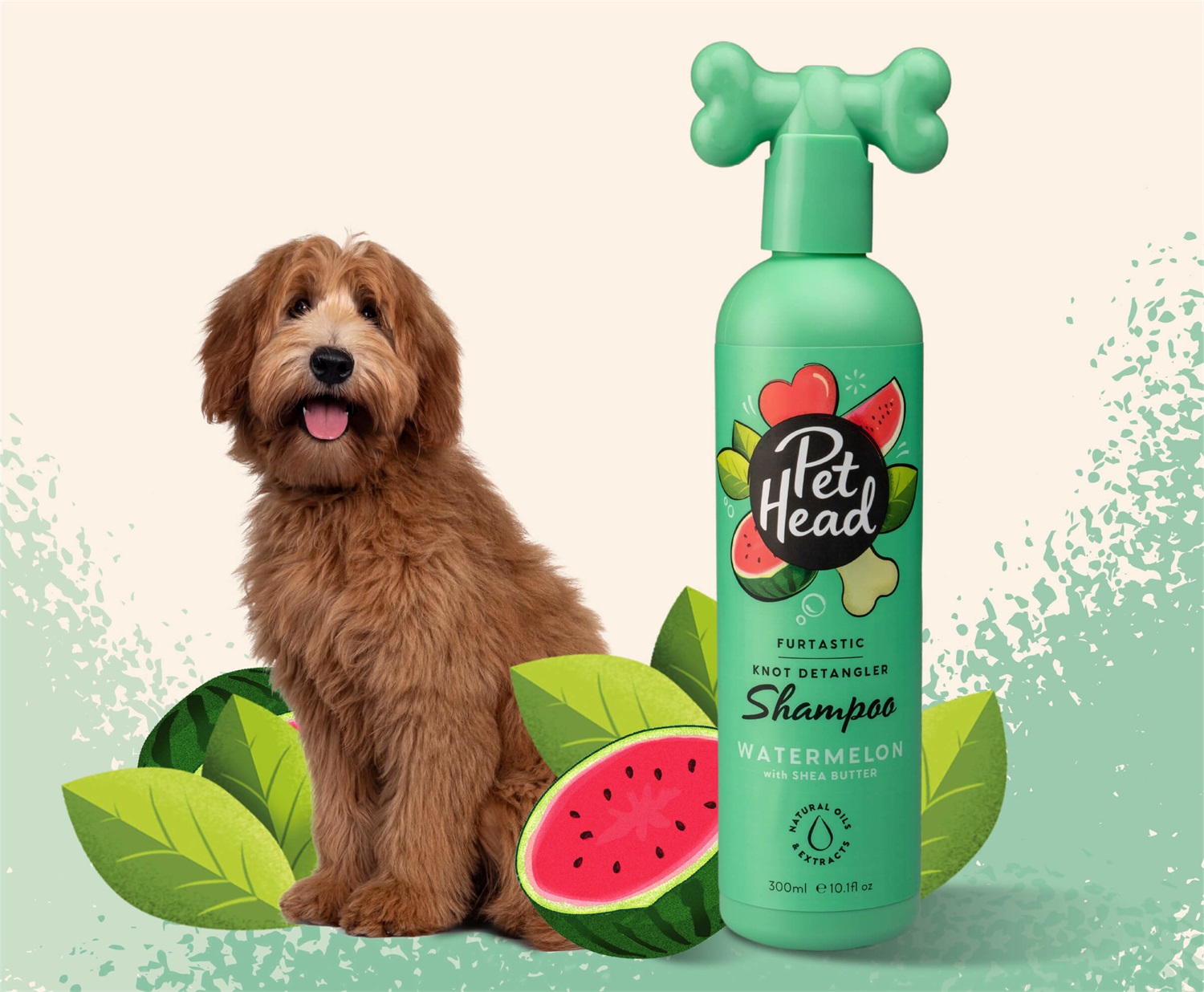 Pet Head Furtastic Shampoo per Cani - 300 ml, Profumo di Anguria, Idrata e Districa, Ipoallergenico, Ingredienti Naturali e Vegani, Formula Delicata per Cuccioli