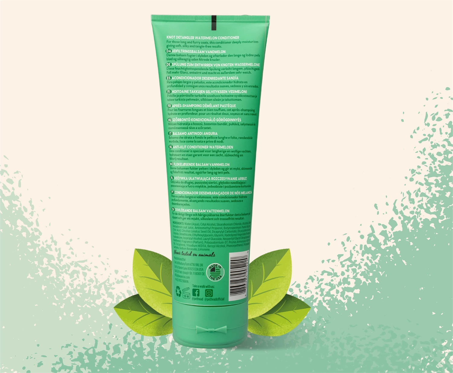 Pet Head Balsamo Furtastic 250 ml per Cani - Idratante e Districante per Pelo Lungo e Riccio, Profumo di Anguria, Ingredienti Naturali e Vegani, Formula Delicata per Cuccioli