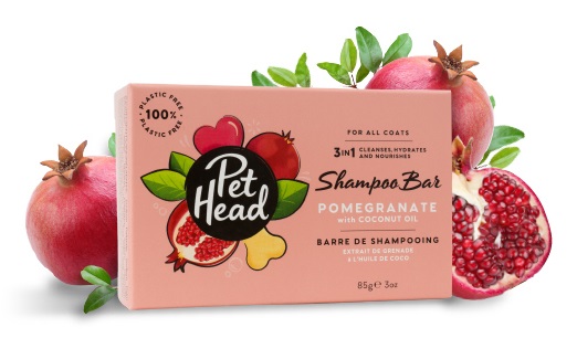 Pet Head Saponetta Shampoo al Melograno per Cani - 85g, Deterge, Idrata e Nutre con Ingredienti Naturali e Vegani, Senza Parabeni e Solfati